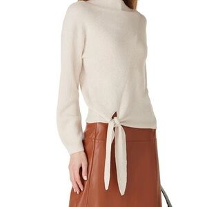 Rebecca Taylor Side Tie Sweater in Cream Sz S